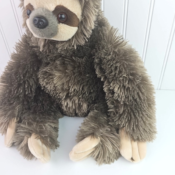 The Bearington Collection Sloth Plush 12 inch Stuffed Animal Brown Sweet Face - Picture 4 of 14